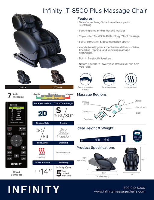Infinity IT-8500 Plus Massage Chair in Black image