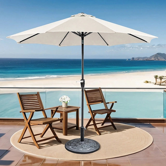 Soli 9' Outdoor Umbrella w/ Auto Tilt + 21" Round Base
