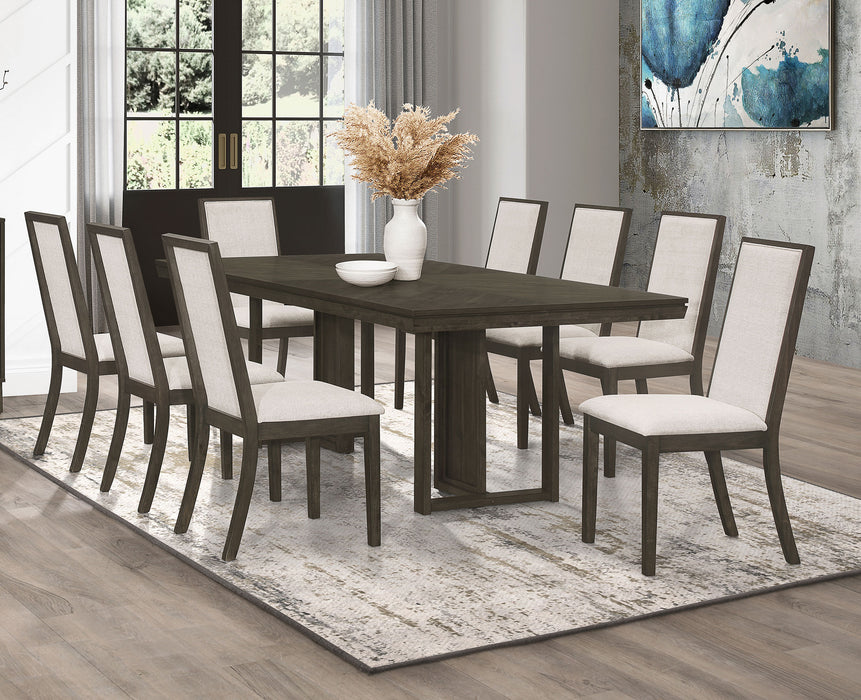 Kelly Rectangular Dining Table Set Beige and Dark Grey