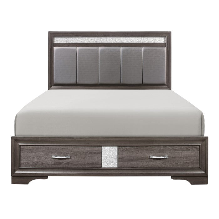 Luster (3) California King Platform Bed with Footboard Storage