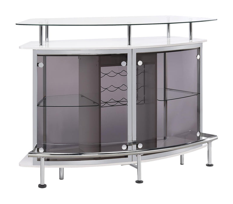 Gideon Crescent Shaped Glass Top Bar Unit with Drawer image