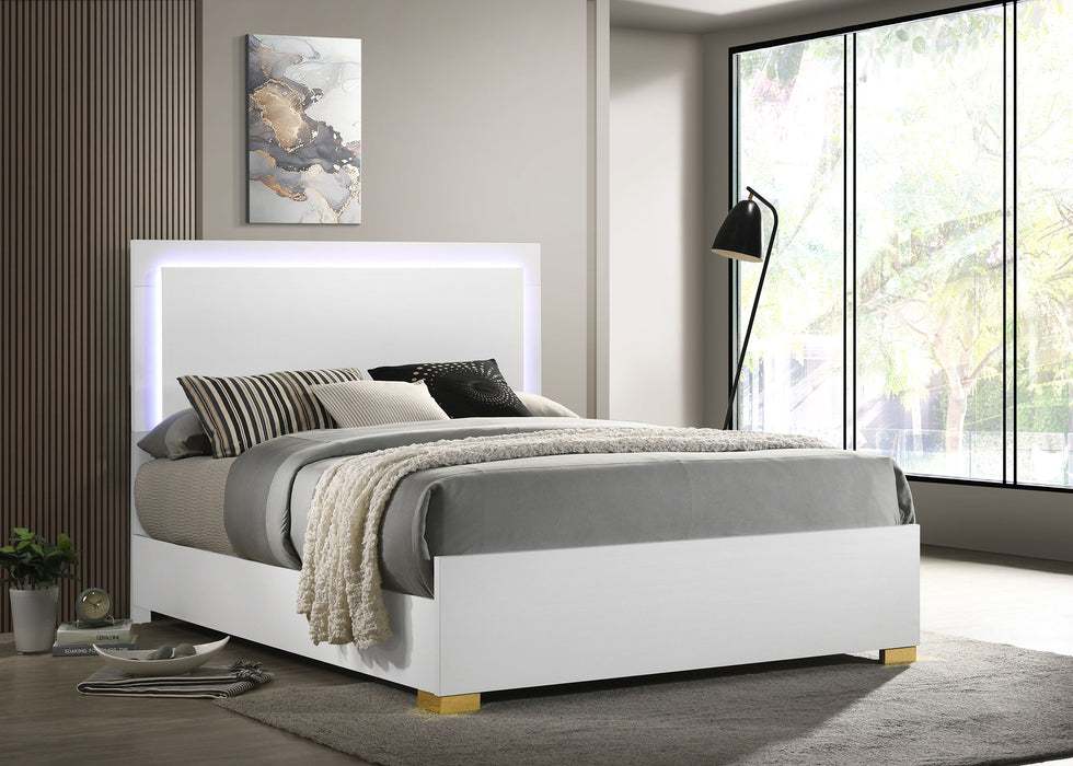 Marceline Bed with LED Headboard White