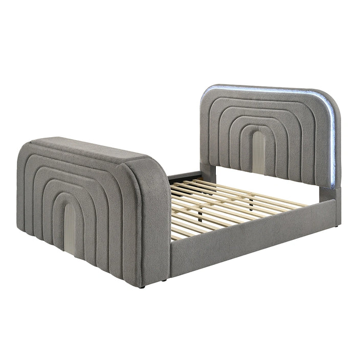 EK Bed w/Led, TV Stand, Fireplace & Bluetooth