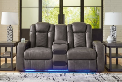 Fyne-Dyme Power Reclining Loveseat with Console - Premium Furniture For Less (CA)