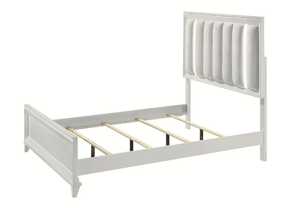Crown Mark Furniture Cressida King Upholstered Panel Bed in White B7300-K