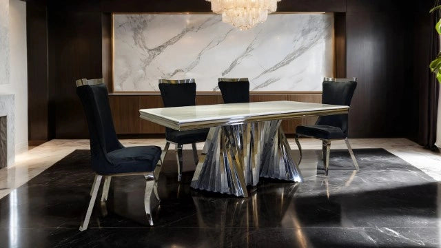 Basilicata 7 Pc Dining Set Gold & Silver
