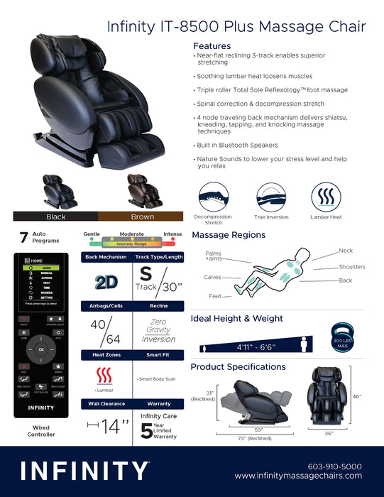 Infinity IT-8500 Plus Massage Chair in Brown