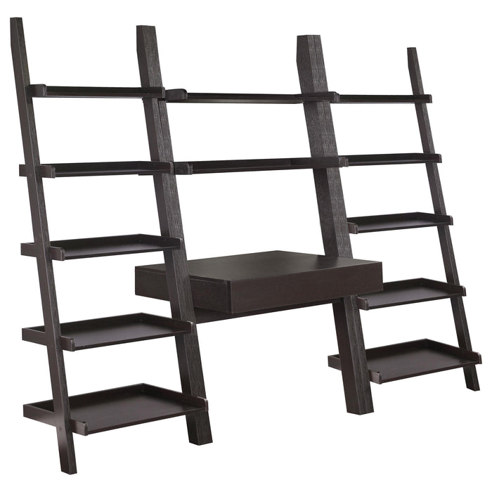 Colella 3-piece 1-drawer Ladder Desk Set Cappuccino image