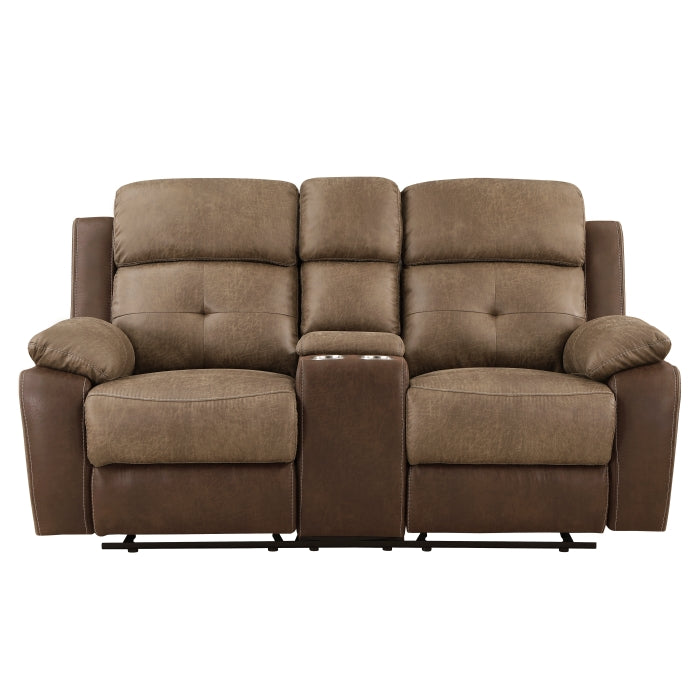 8599BR-2 - Double Glider Reclining Love Seat with Center Console
