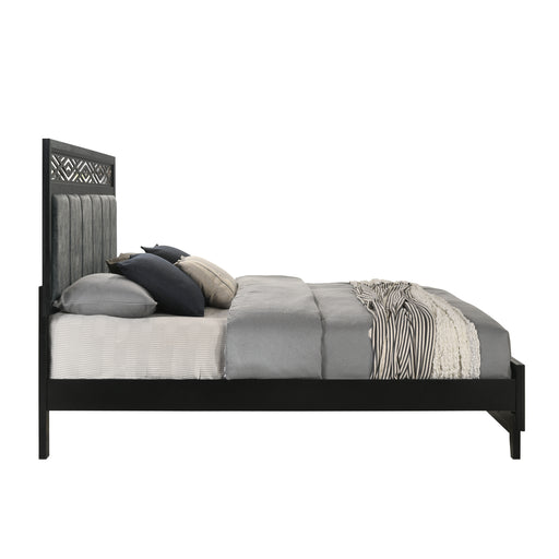 Obsidian 5/0 Q Headboard, Footboard & Slats-Black