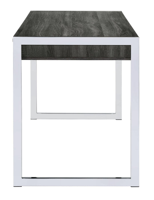 Wallice 2-drawer Writing Desk Weathered Grey and Chrome