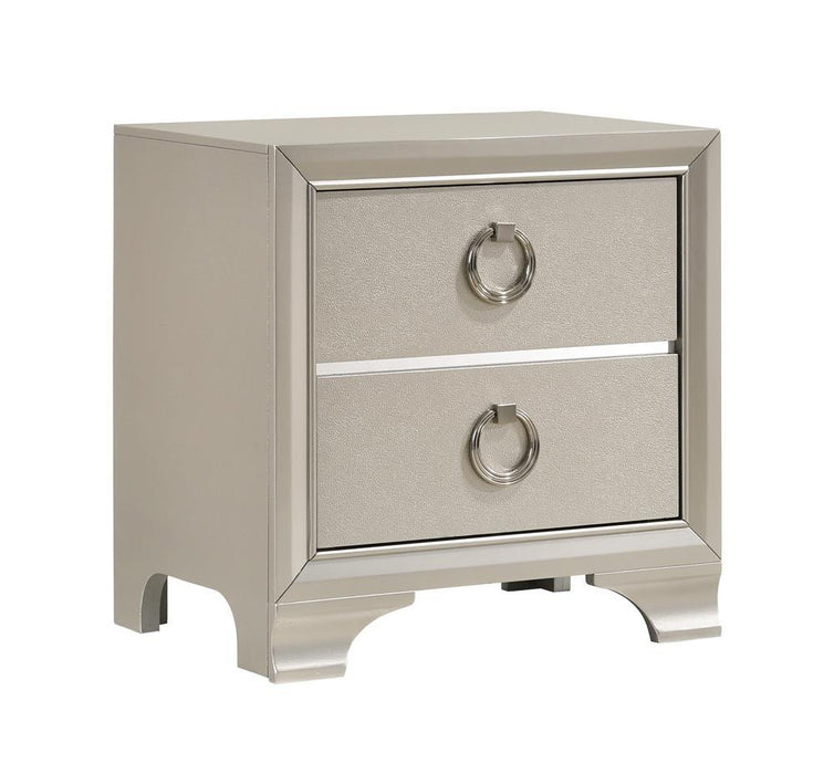 Salford 2-drawer Nightstand Metallic Sterling