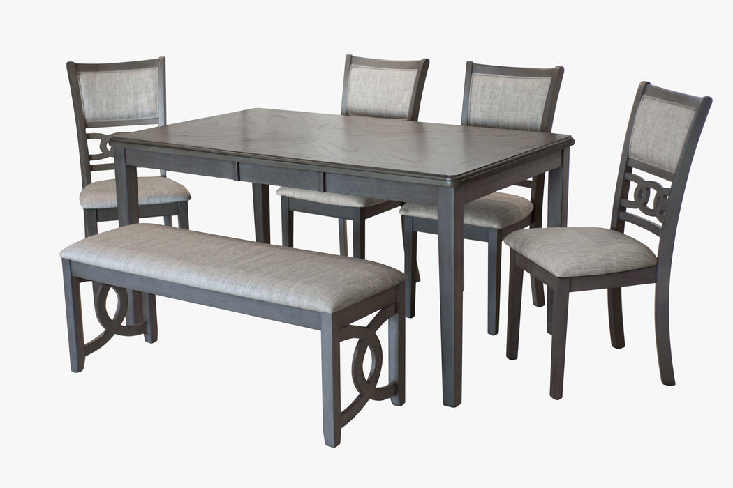 Gia 5 Pc 60" Dining Table & 4 Chairs-Gray