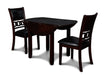 Gia 3 Pc 42" Drop Leaf Dining Table & 2 Chairs-Ebony