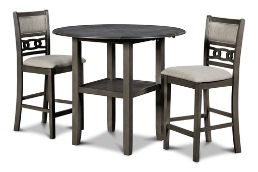 Gia 3 Pc 42" Counter Drop Leaf Table & 2 Chairs-Gray