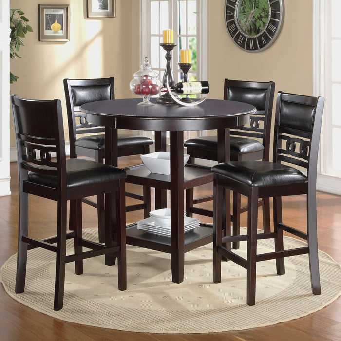 Gia 5 Pc 42" Round Counter Dining Table & 4 Chairs-Ebony