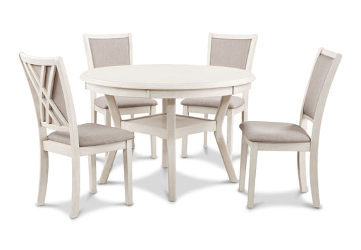 Amy 5 Pc 47" Round Dining Set- Bisque