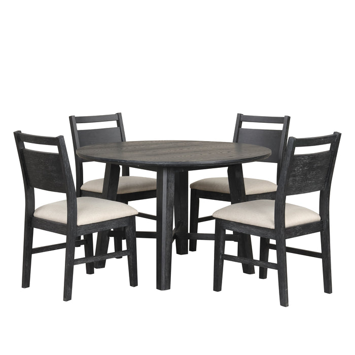 Sable Crest 5 Piece Round Dining Table & 4 Chairs-Black