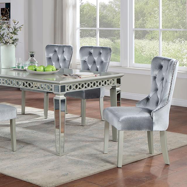 ADALIA Dining Table, Silver - Premium Furniture For Less (CA)