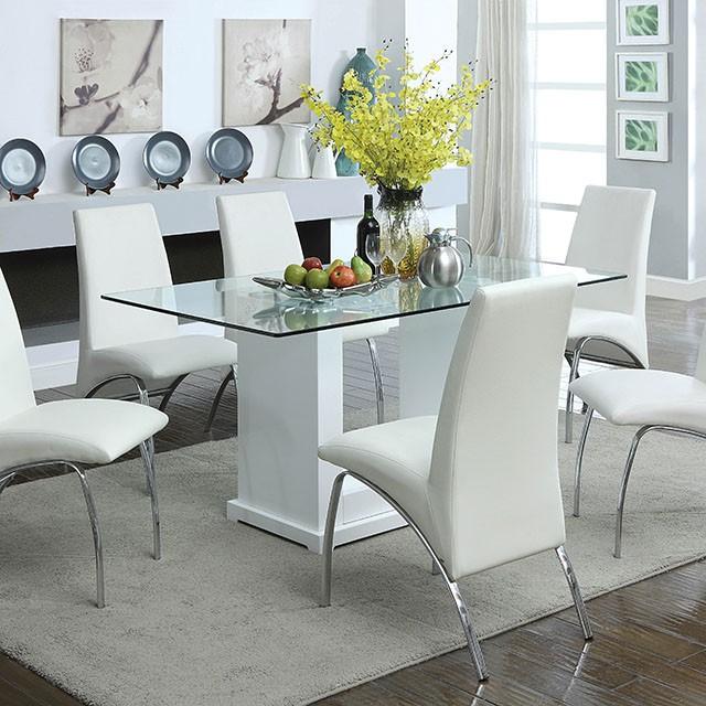 Eva White/Clear Dining Table - Premium Furniture For Less (CA)