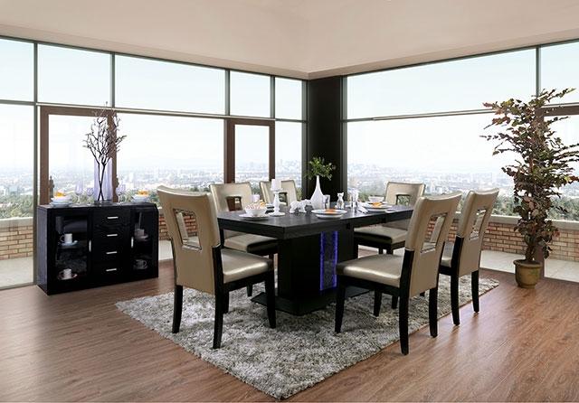 Evangeline Black/Beige Dining Table - Premium Furniture For Less (CA)