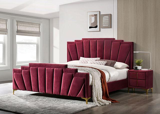 FLORIZEL Cal.King, E.King & Queen Bed, Black & Red