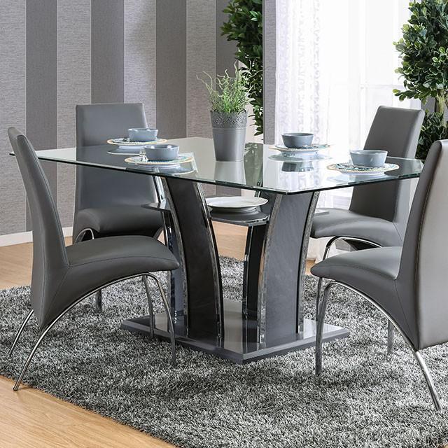 Glenview I Gray/Chrome Dining Table - Premium Furniture For Less (CA)