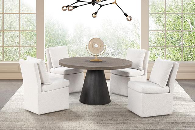 Broager 5 Pc Dining Table Set (Light Gray Caster Chairs)