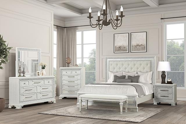 Stella Mia E.King & Queen Bed White & White
