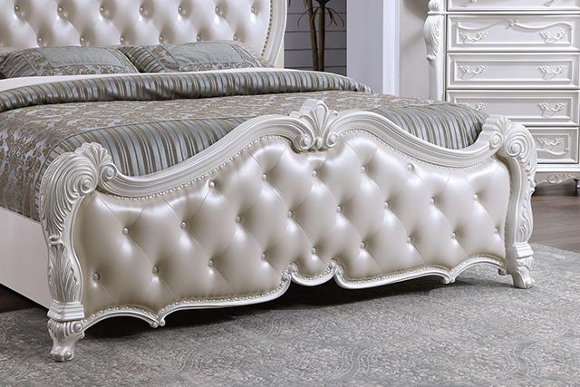 Ventresca E.King & Queen Bed White & Chrome