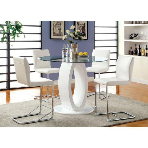 LODIA II White Round Counter Ht. Table - Premium Furniture For Less (CA)
