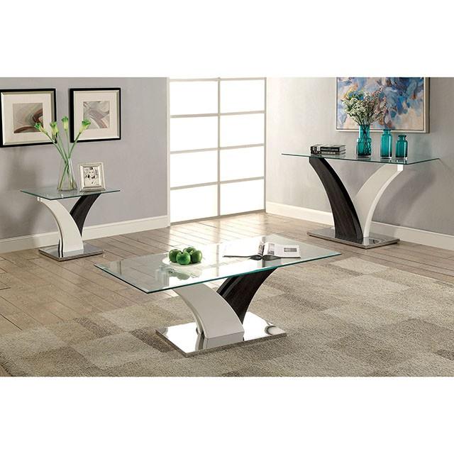 SLOANE White/Dark Gray/Chrome Sofa Table - Premium Furniture For Less (CA)