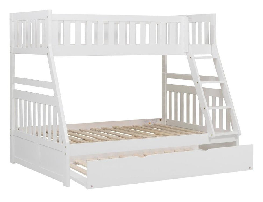 Galen Twin/Full Bunk Bed w/ Twin Trundle in White B2053TFW-1R