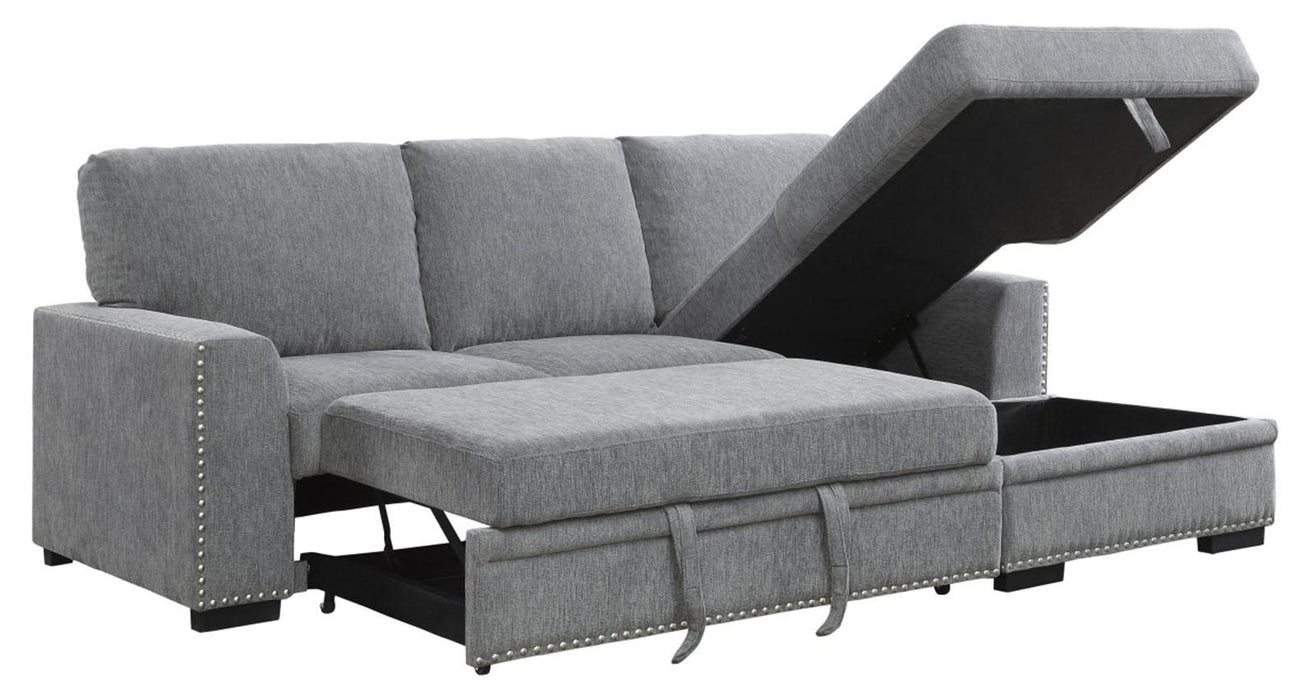 Morelia 2pc Sectional with Pull Out Bed and Right Chaise in Dark Gray 9468DG2RC2L