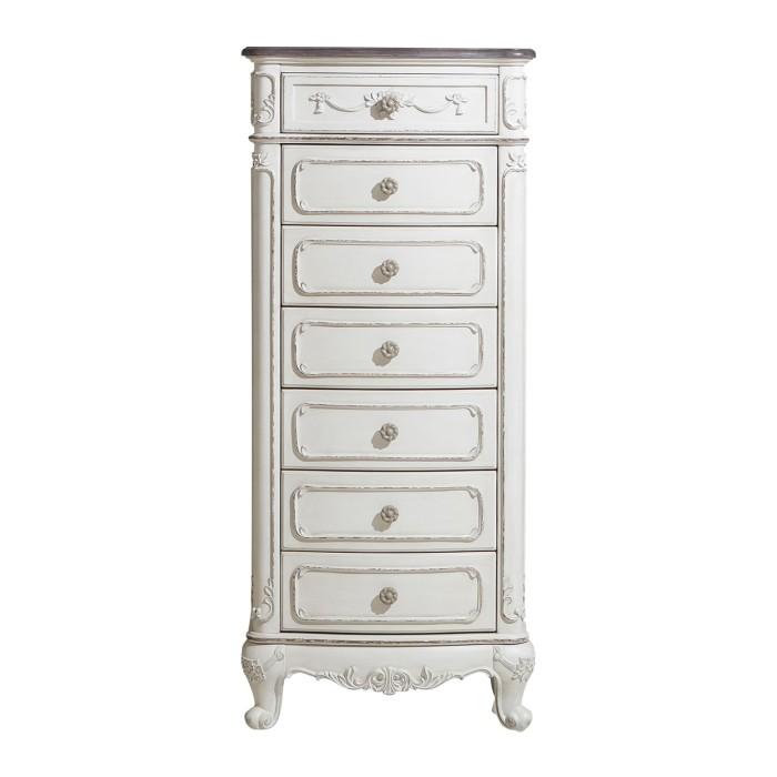 Cinderella 7 Drawer Tall Chest Antique White with Grey Rub-Through 1386NW-12 image