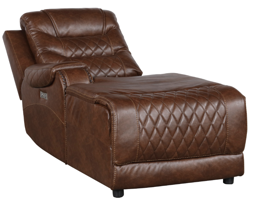 Putnam Power Left Side Reclining Chaise with USB Port in Brown 9405BR-LCPW