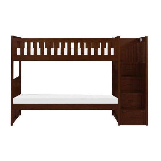 Rowe Bunk Bed w/ Reversible Step Storage in Dark Cherry B2013SBDC-1 image