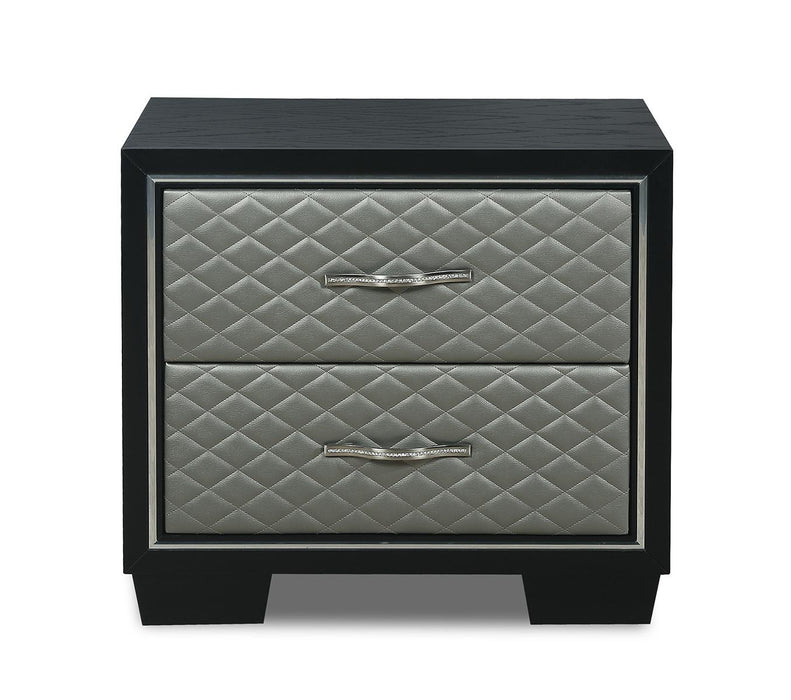 New Classic Furniture Luxor 2 Drawer Nightstand in Black/Silver