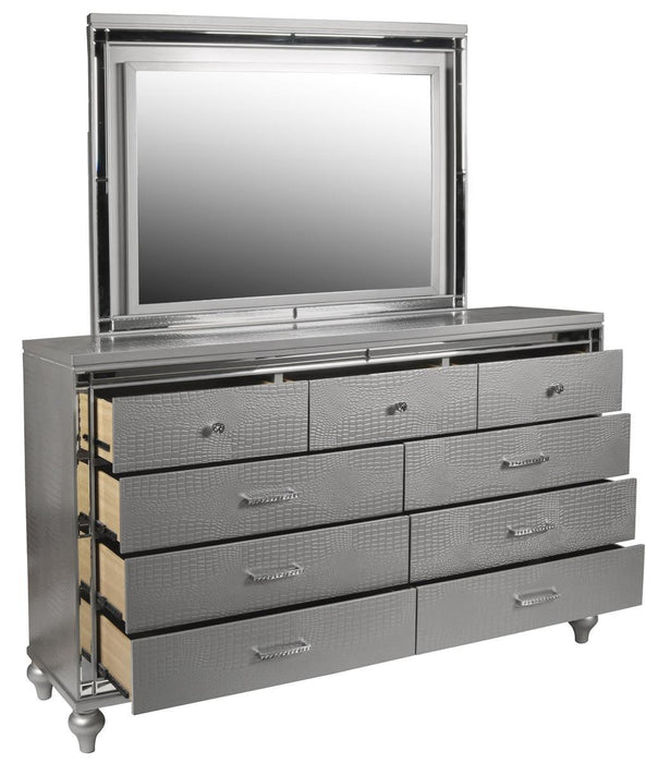 New Classic Furniture Valentino 9 Drawer Dresser in Silver