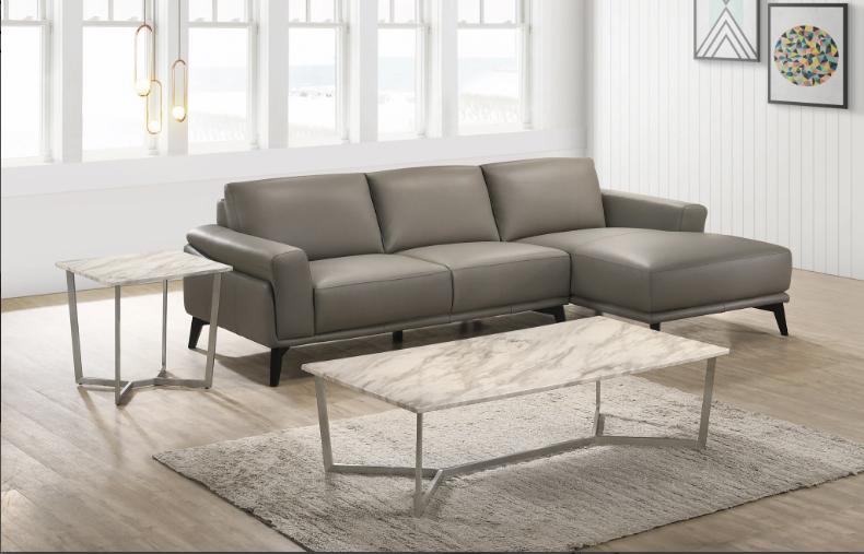 New Classic Lucca Sectional Sofa w/ LAF Loveseat in Slate Gray