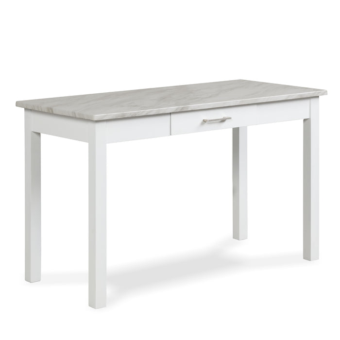 CELESTE DESK W/WHITE/GRAY FAUX MARBLE TOP-WHITE BASE