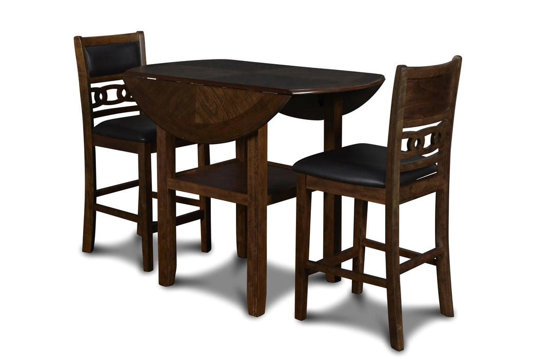 GIA 42" COUNTER DROP LEAF TABLE W/2 CHAIRS-BROWN