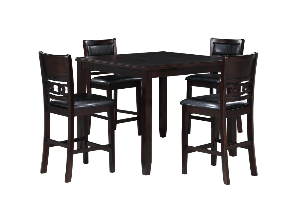 GIA 5PC 42" SQUARE COUNTER TABLE & 4 CHAIRS-EBONY
