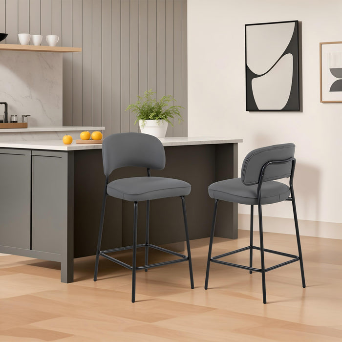 Blythe Gray Vegan Leather Counter Chair (2 Per Carton)