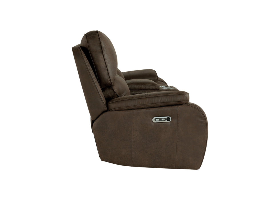 Brookings Console Loveseat W/Pwr Hr & Fr-Brown