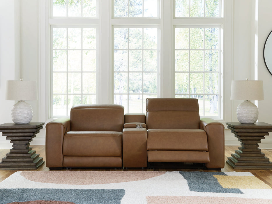 Magic Man Power Reclining Sectional Loveseat with Console