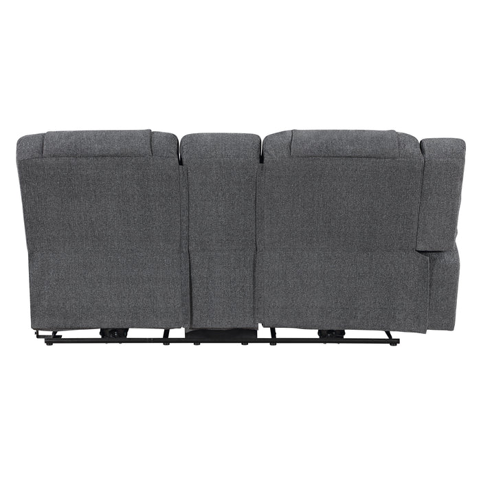 Redondo Laf Console Loveseat W/ 2 Recliners-Dk Gray