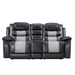 Nikko Console Loveseat W/ Dual Recliners-Black/Gray