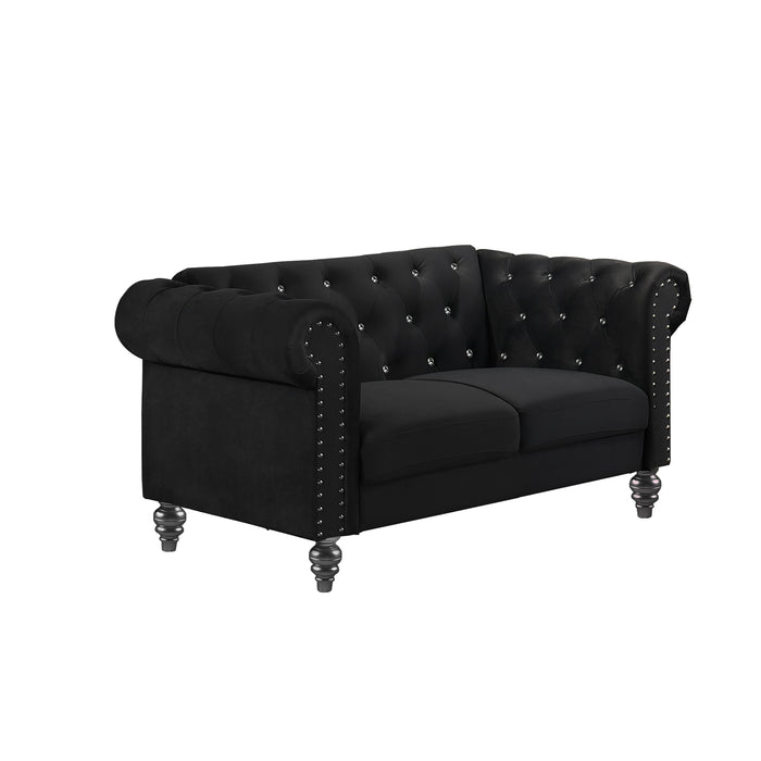 Emma Crystal Loveseat-Black