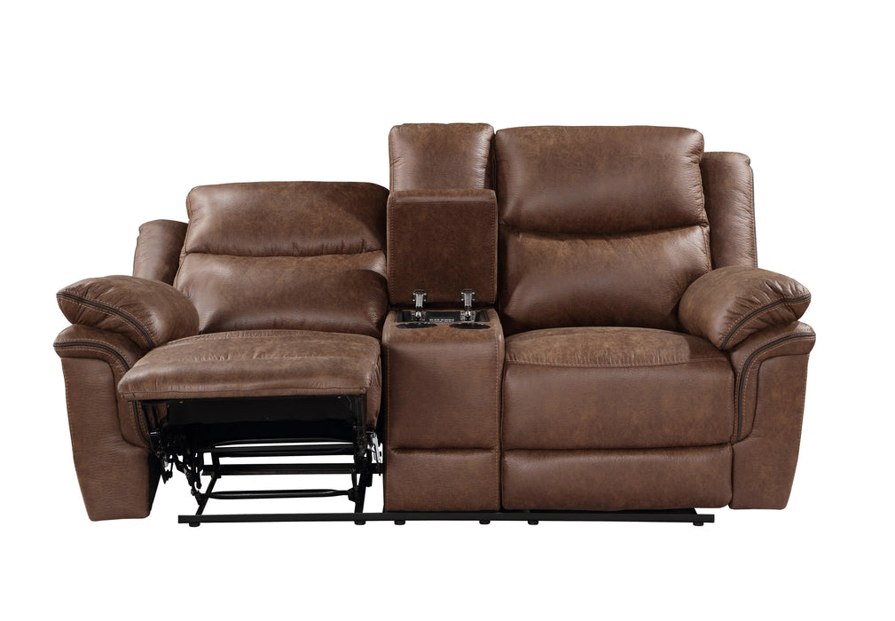 Ryland Console Loveseat W/Pwr Fr--Brown
